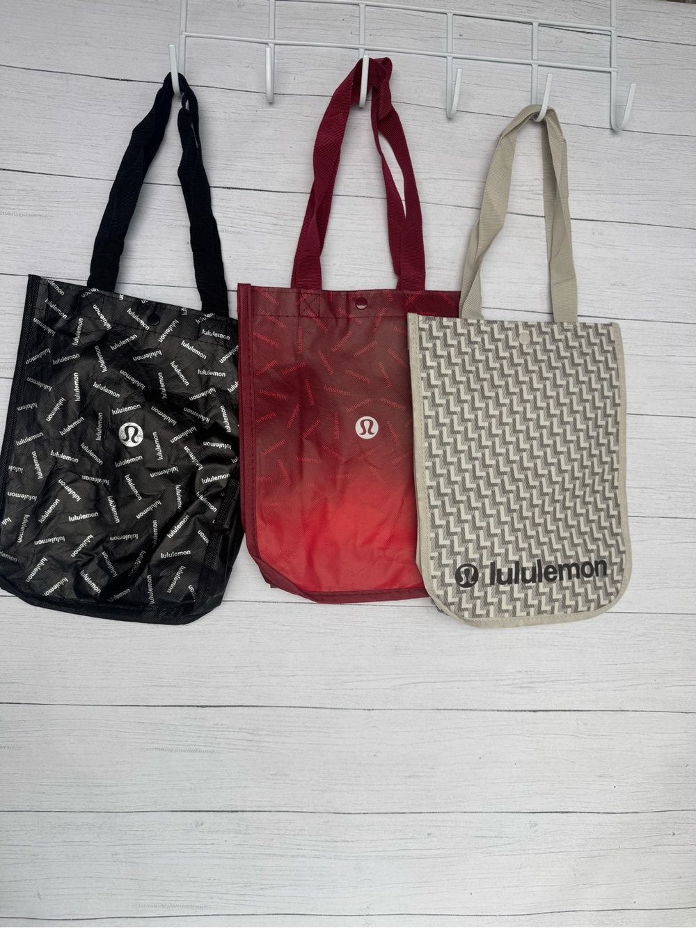 Lululemon Reusable Shopping Tote Bags Set of 3 Eco Friendly Collectible Gym